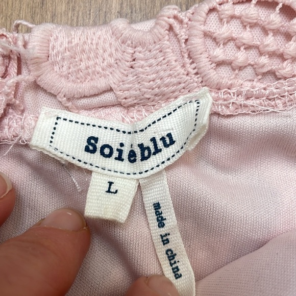 Soieblu lace floral cropped top bustier LARGE pink blush wide sleeves zip up - Picture 6 of 10